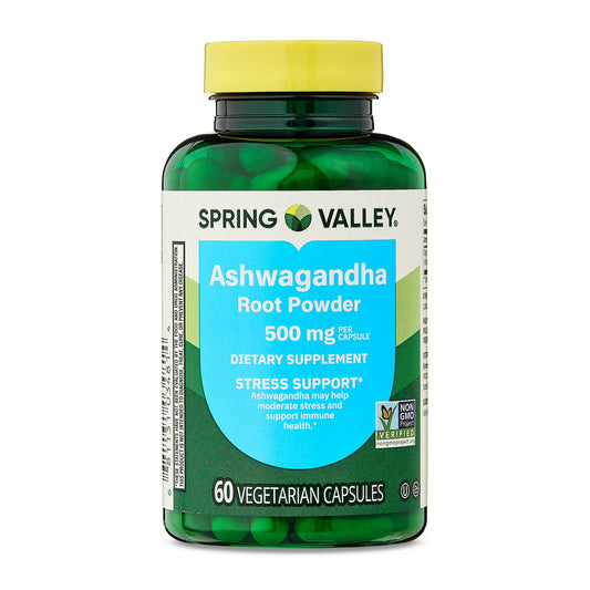 Ashwagandha 500mg , 60 capsulas vegetarianas - Spring Valley