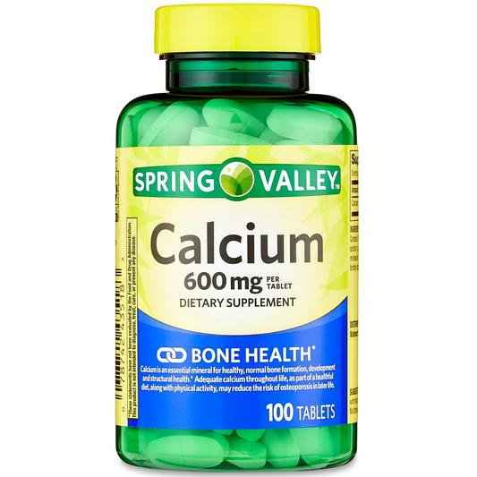 Calcio - Spring Valley Calcium Tablets, 600 mg, 100  tabletas