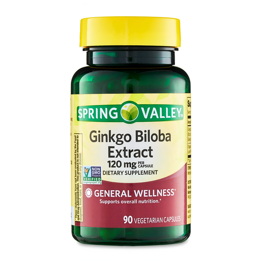 Ginkgo Bilboba Extract 120mg , 90 capsulas vegetarianas- Spring Valley
