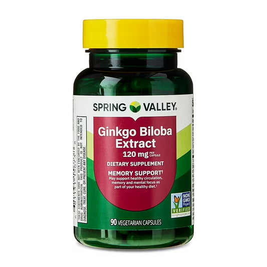 Ginkgo Bilboba Extract 120mg , 90 capsulas vegetarianas- Spring Valley