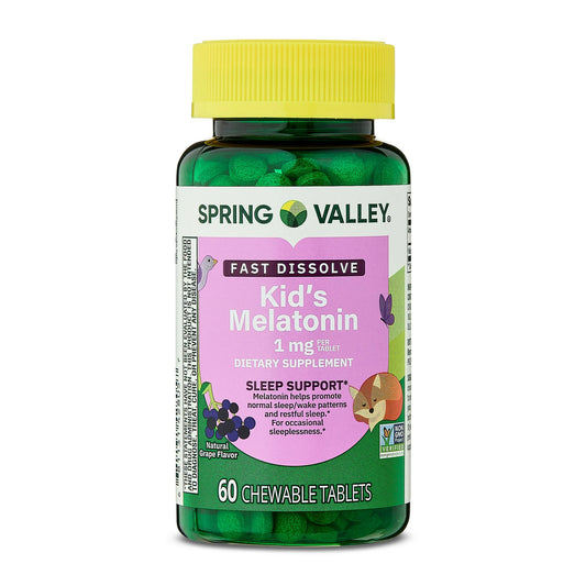 Spring Valley Kids melatonina masticable 1 mg, 60 tabletas