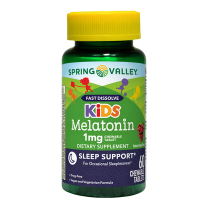 Spring Valley Kids melatonina masticable 1 mg, 60 tabletas