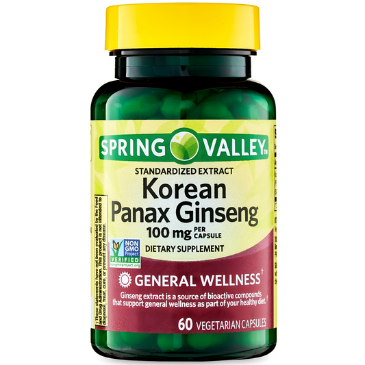 Spring Valley Korean Panax Ginseng , 100 mg, 60 capsulas