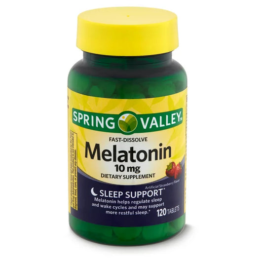 Melatonina 10mg extra strength , 120 tab sabor a fresa - Spring Valley