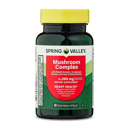 Mushroom complex 6,200mg , 30 capsulas vegetarianas - Spring Valley