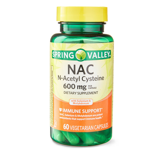 NAC  N-Acetyl Cysteine Spring Valley 60 Capsules Vegetarianas, 600mg.