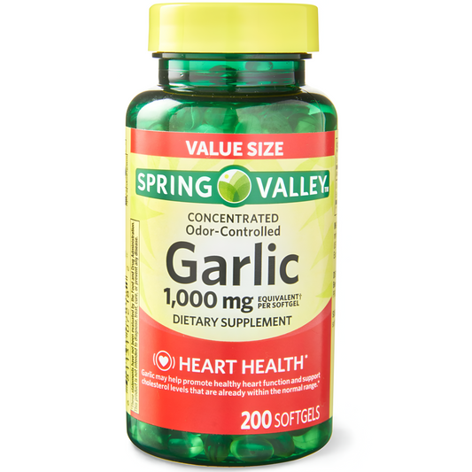 Garlic 1000mg , 200 capsulas  - Spring Valley