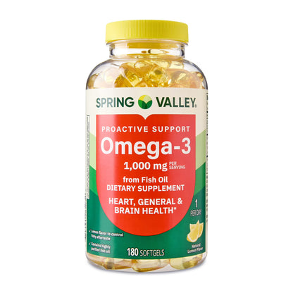 Spring Valley Proactive Support Omega-3, 1000 mg, Cápsulas Blandas