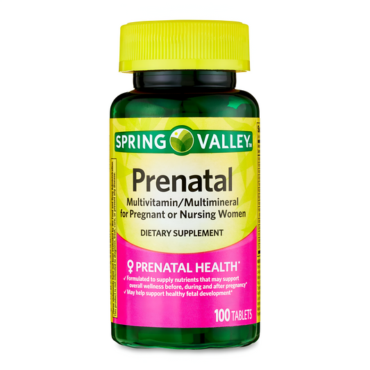 Suplemento dietético prenatal Spring Valley, 100 tabletas