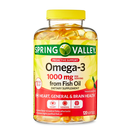 Spring Valley Proactive Support Omega-3, 1000 mg, 120 Cápsulas blandas