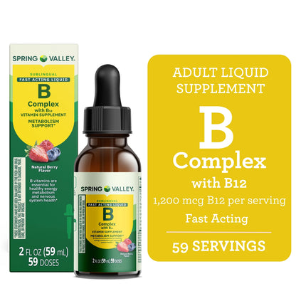 Spring Valley Complejo sublingual de vitamina B con vitamina B12, 59 ml