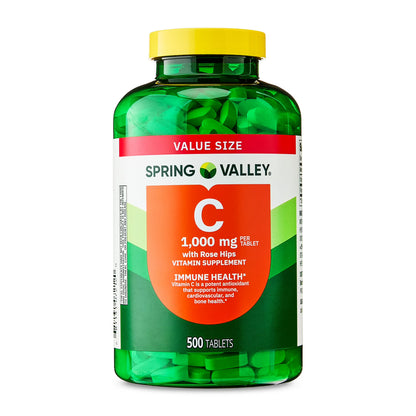 Spring Valley-  Vitamina C , 1000 mg- 500 tabletas