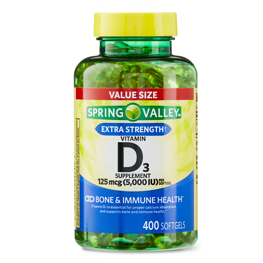 Spring Valley - Vitamina D3 125mcg (5000 IU) Extra Strength en Softgels
