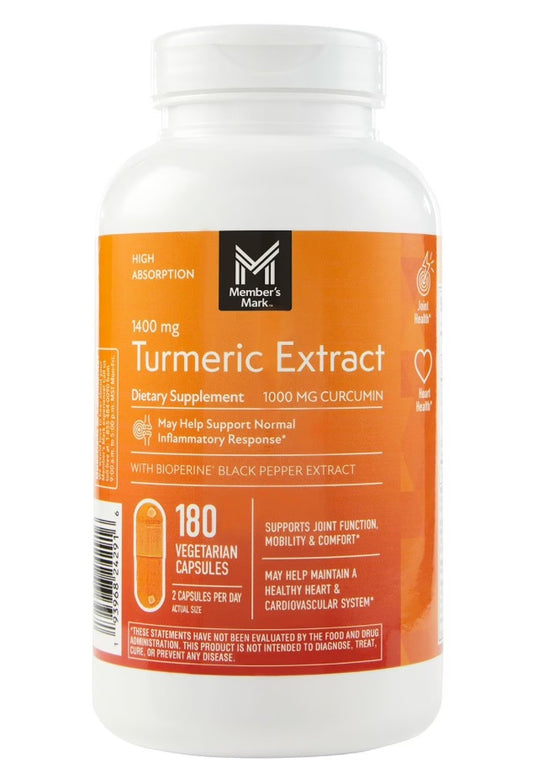Cúrcuma Turmeric  Extra Fuerte de Member's Mark 1400 mg.- 180 Capsulas