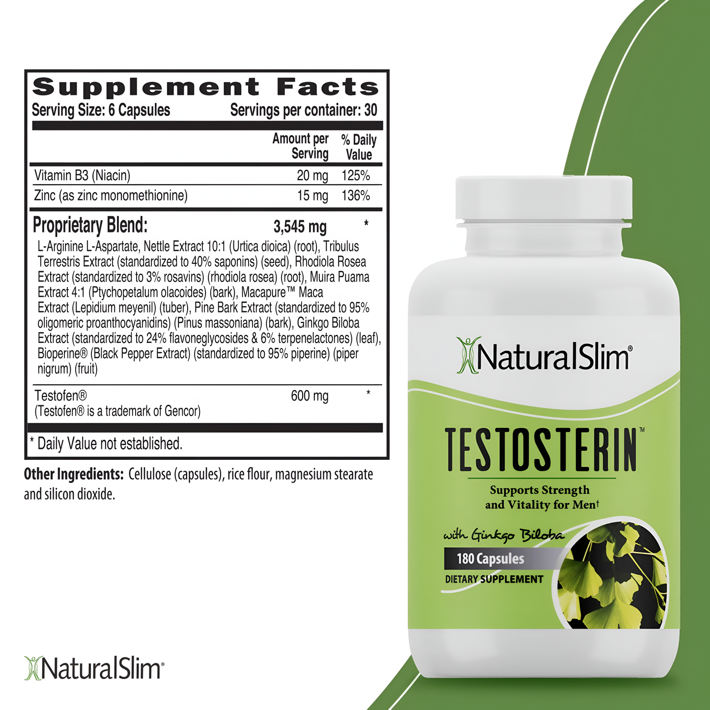Testosterin NaturalSlim 180 capsulas