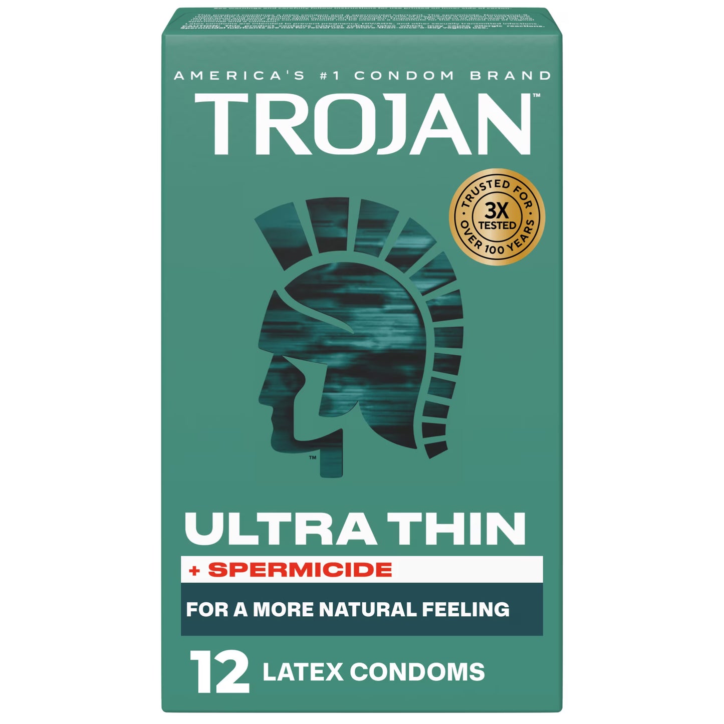 Trojan Preservativos lubricados espermicidas ultrafinos, 12 unidades