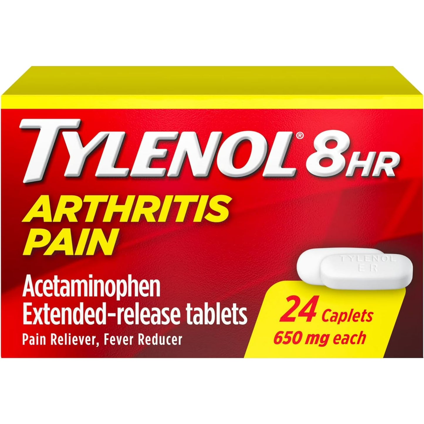 Tylenol Tabletas de liberación prolongada para aliviar el dolor de artritis de 8 horas, 650 mg 24 tabletas4 Caplets