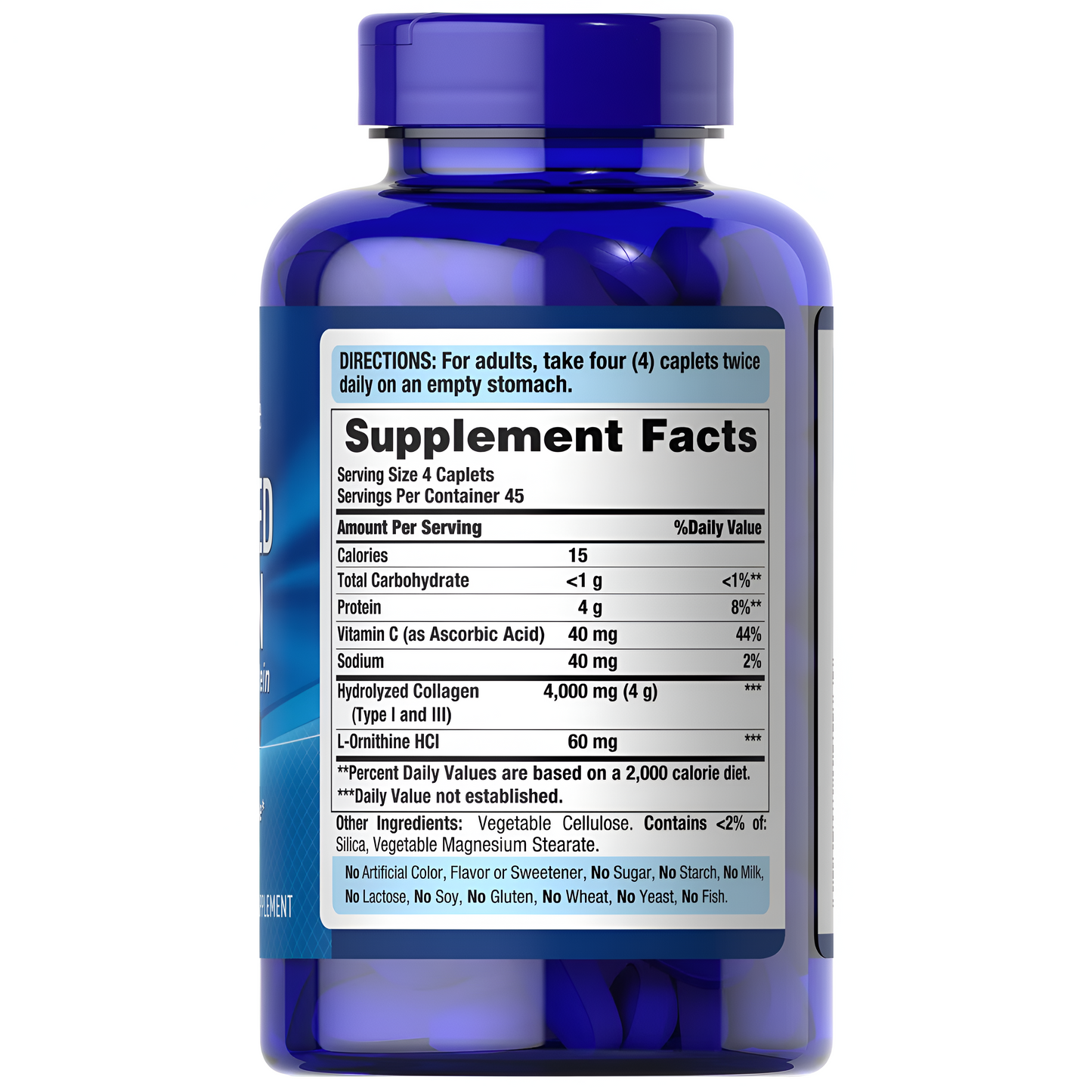 Hydrolyzed Collagen - colageno hidrolizado Puritan's Pride 180 cápsulas