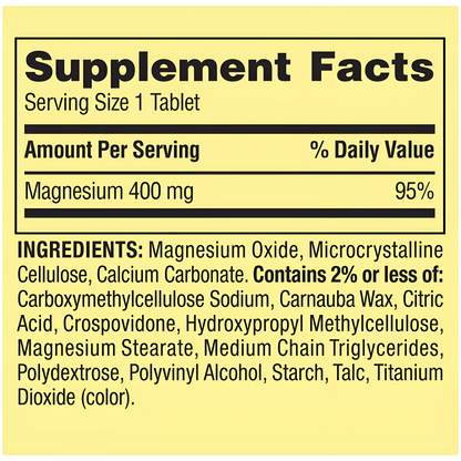 Magnesio Extra Fuerte  de 400mg 250 tabletas - Spring Valley