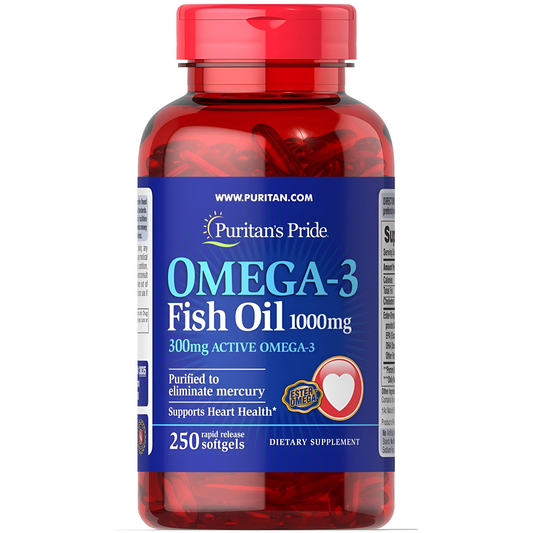 Omega-3  Fish Oil 1000mg- Active Omega 3 - 300 mg Puritan's Pride 250 Capsulas de Gel