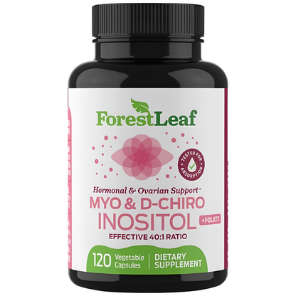 Myo-Inositol & D-Chiro Inositol Mezcla de Suplementos +  Folate 120 Capsulas