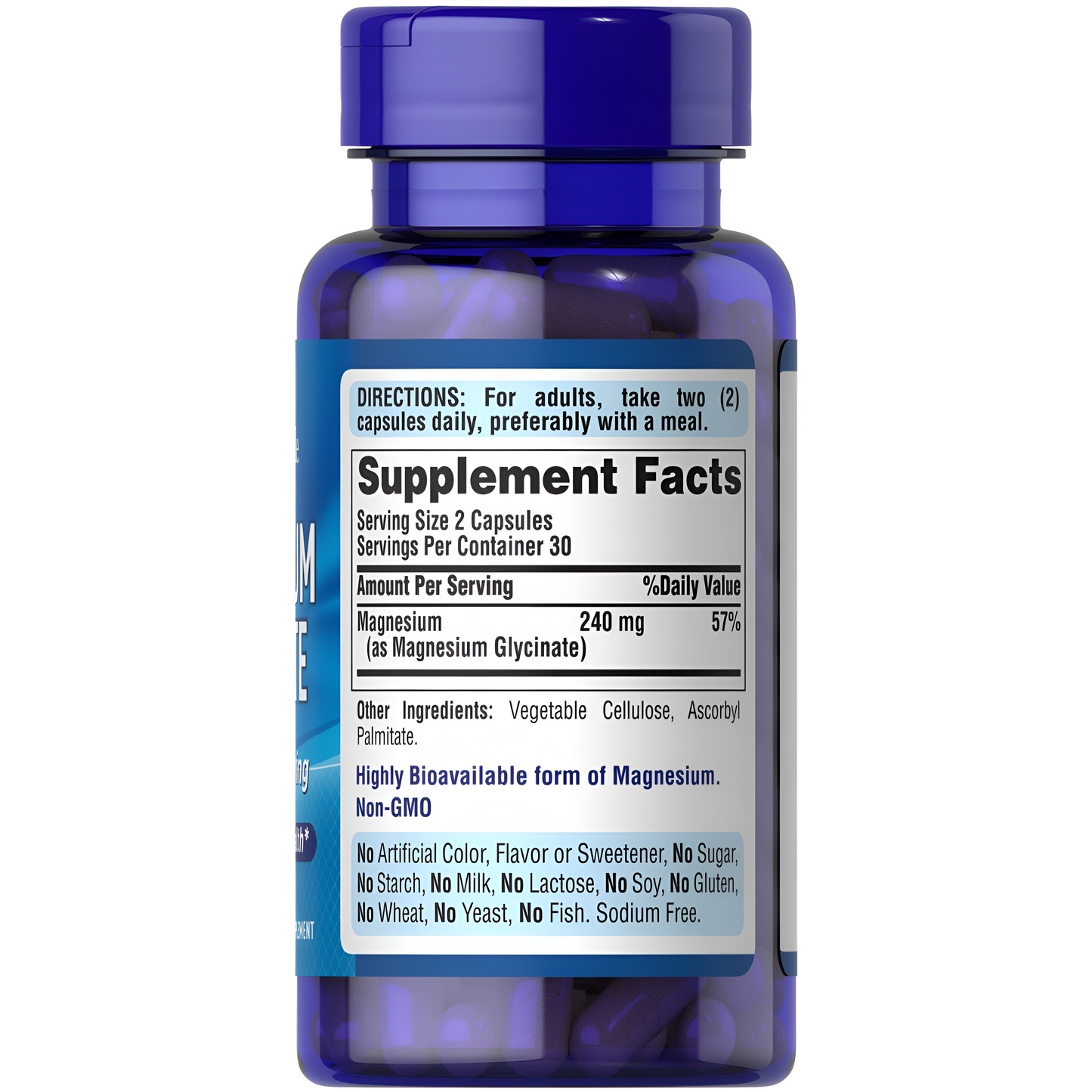 Magnesium Glycinate 240 mg , 60 capsulas - Puritans Pride