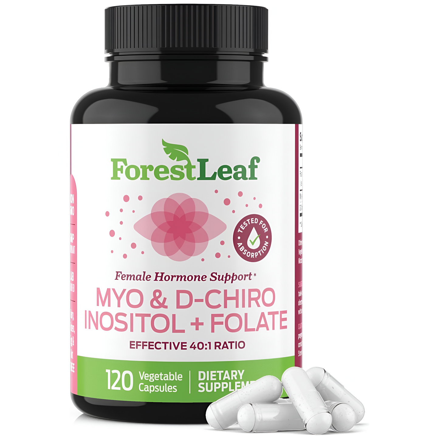 Myo-Inositol & D-Chiro Inositol Mezcla de Suplementos +  Folate 120 Capsulas