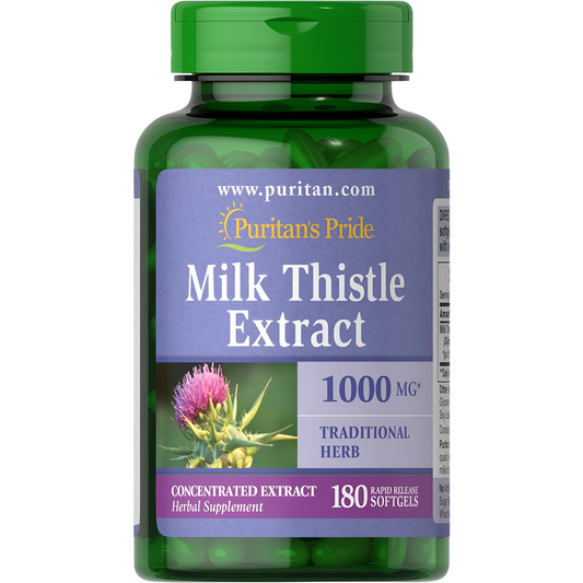 Milk Thistle Extract - Puritans Pride - 1000 mg - 180 Capsulas blandas