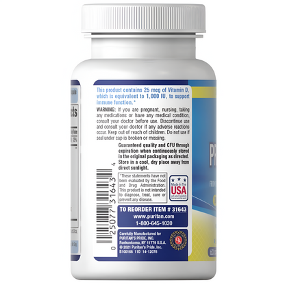 Probiotico 10 + Vitamina D - Puritan´s Pride - 60 Capsulas