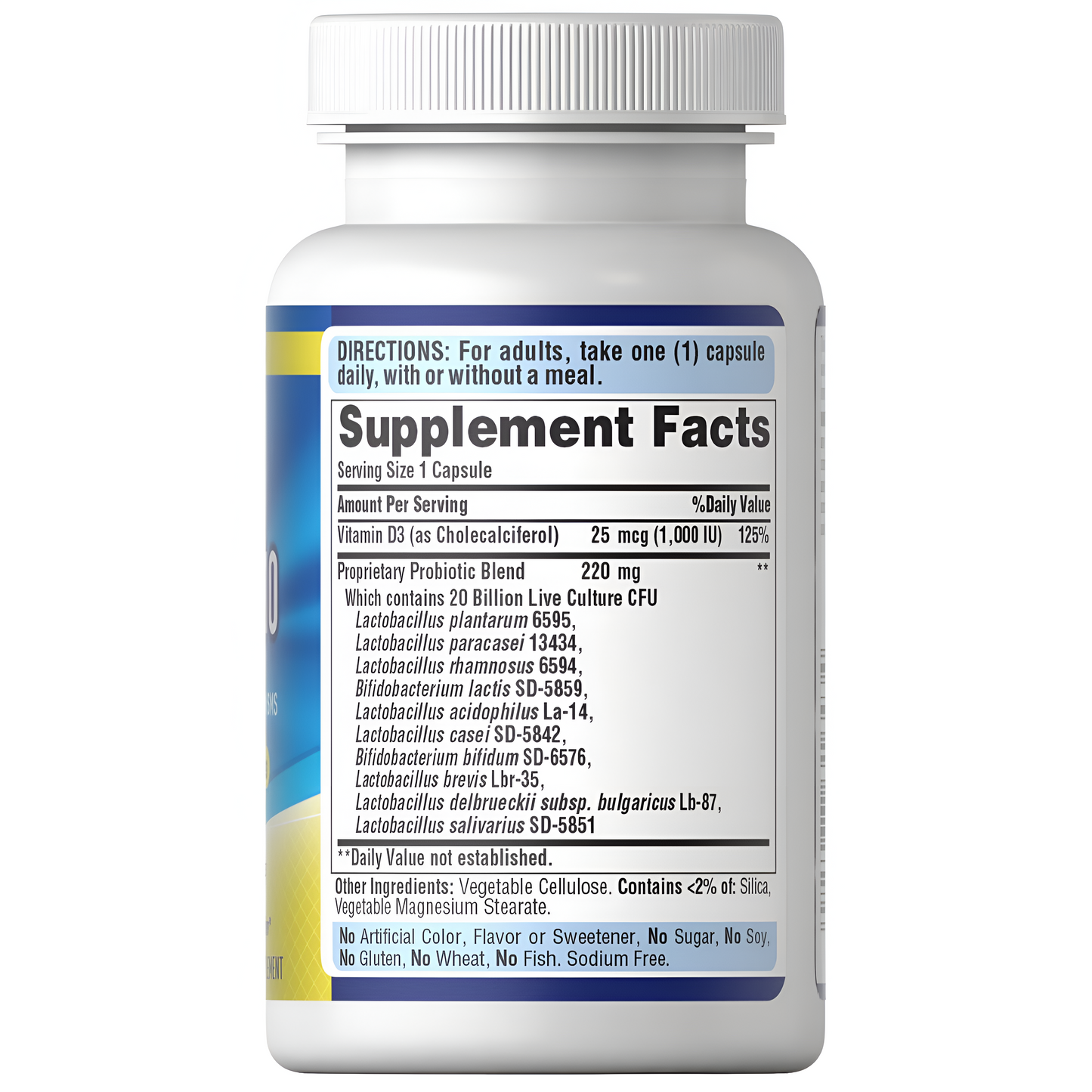 Probiotico 10 + Vitamina D - Puritan´s Pride - 60 Capsulas