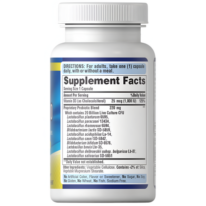 Probiotico 10 + Vitamina D - Puritan´s Pride - 60 Capsulas