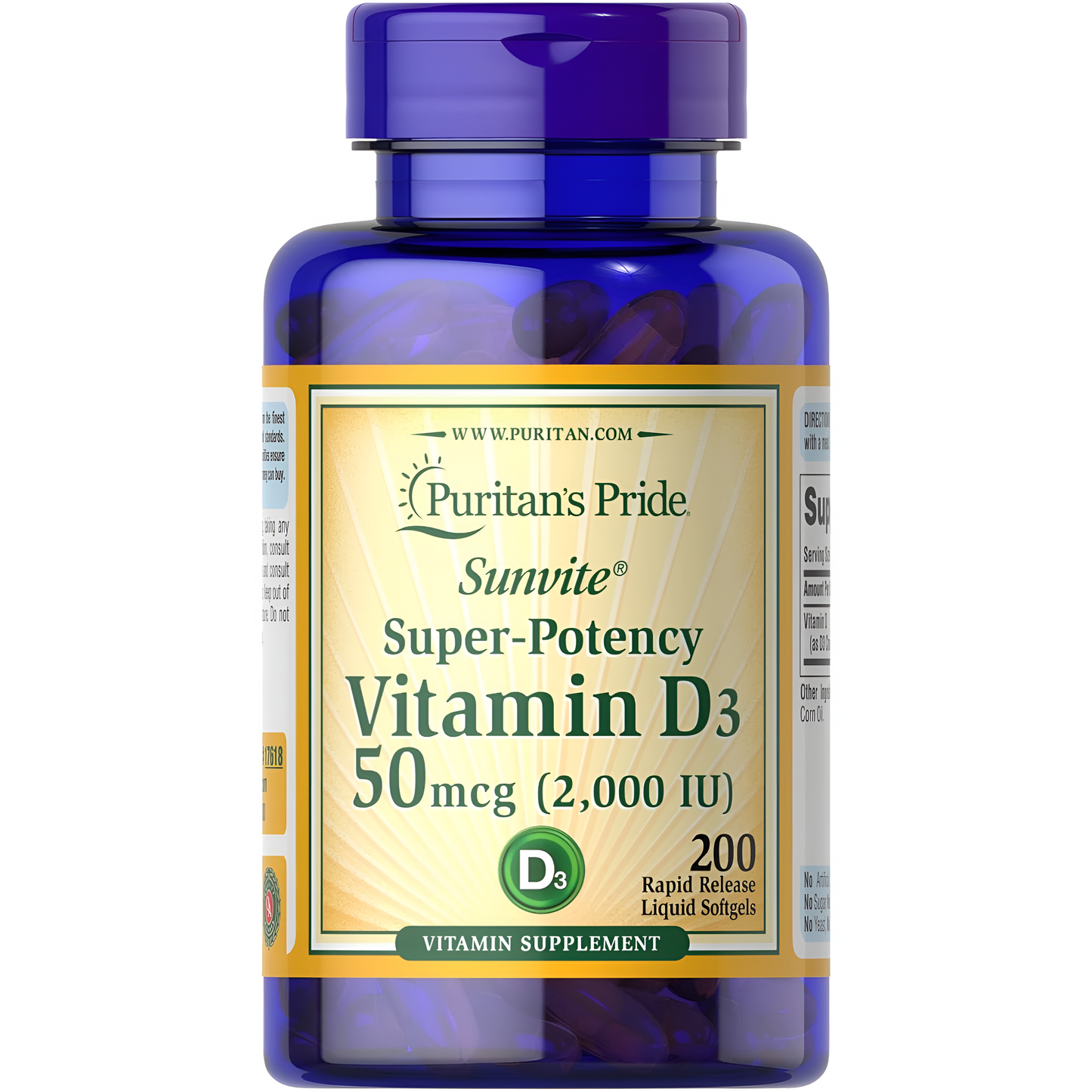 Puritan's Pride Vitamin D3 2000 Iu, 200 capsulas