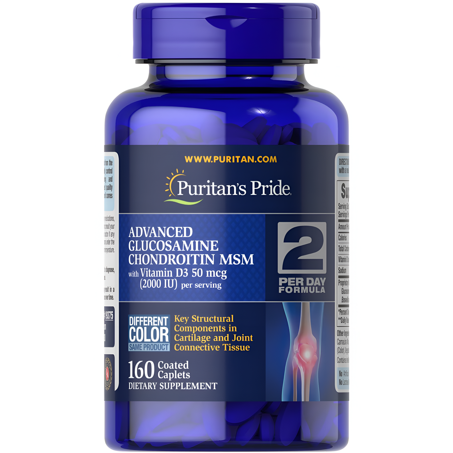 GLUCOSAMINA CONDROITINA CON VITAMINA D3 Y MSM - Puritan's Pride -160 TABLETAS