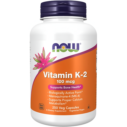 NOW Vitamina K-2, 250 cápsulas vegetales