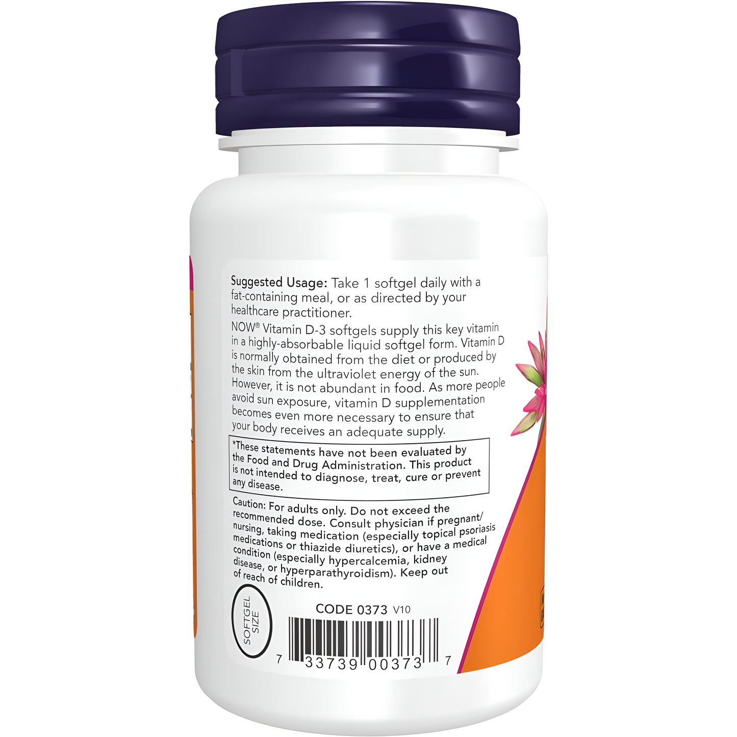 Vitamin D-3 NOW Foods, 125 mcg (5,000 IU), 240 Capsulas de Gel