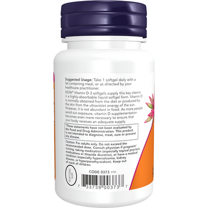 Vitamin D-3 NOW Foods, 125 mcg (5,000 IU)
