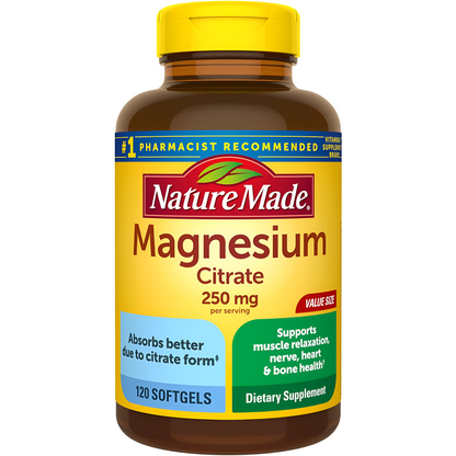 Citrato de Magnesio 250 mg 120/180 Cápsulas Blandas-Nature Made