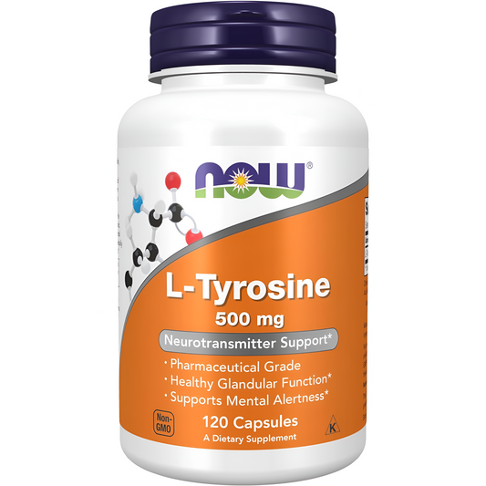 L-Tyrosine 500 mg, Now  120 Capsulas -Apoyo Mental Alertness Neurotransmitter Support.