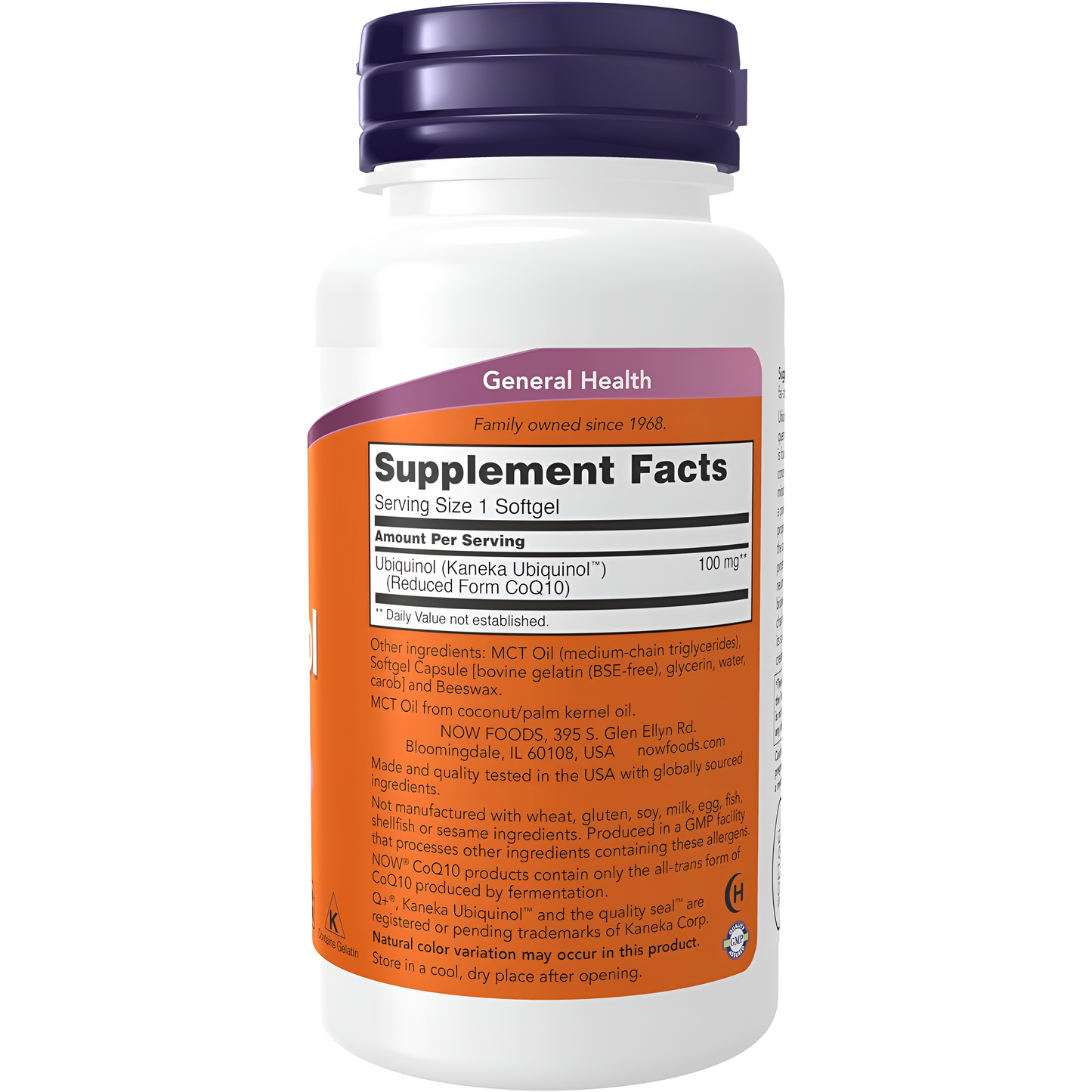 NOW Suplementos, Ubiquinol 100 mg, alta biodisponibilidad (la forma activa de CoQ10), 60 cápsulas blandas