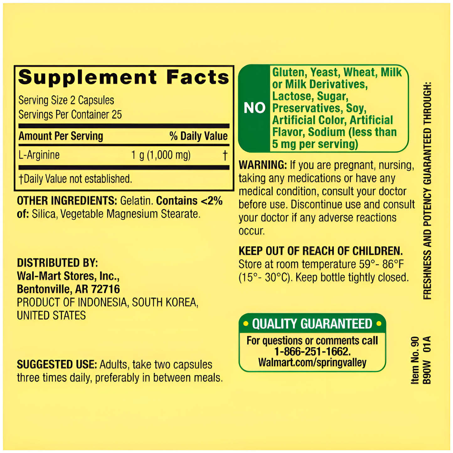 L-Arginine 500mg  - Spring Valley