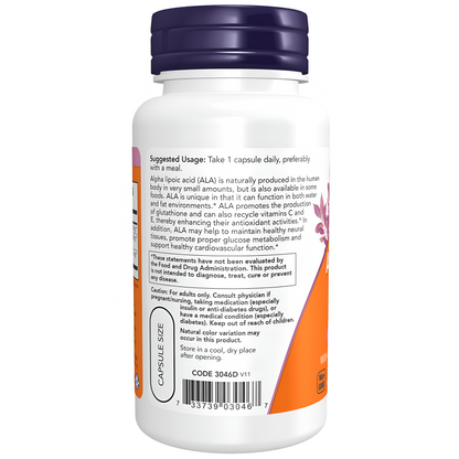 NOW Alpha Lipoic Acid 600mg Extra Strength 60 Capsulas.