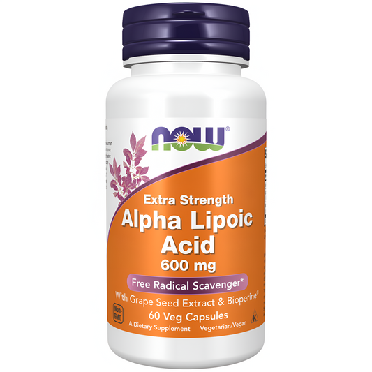NOW Alpha Lipoic Acid 600mg Extra Strength 60 CAPSULAS VEG.