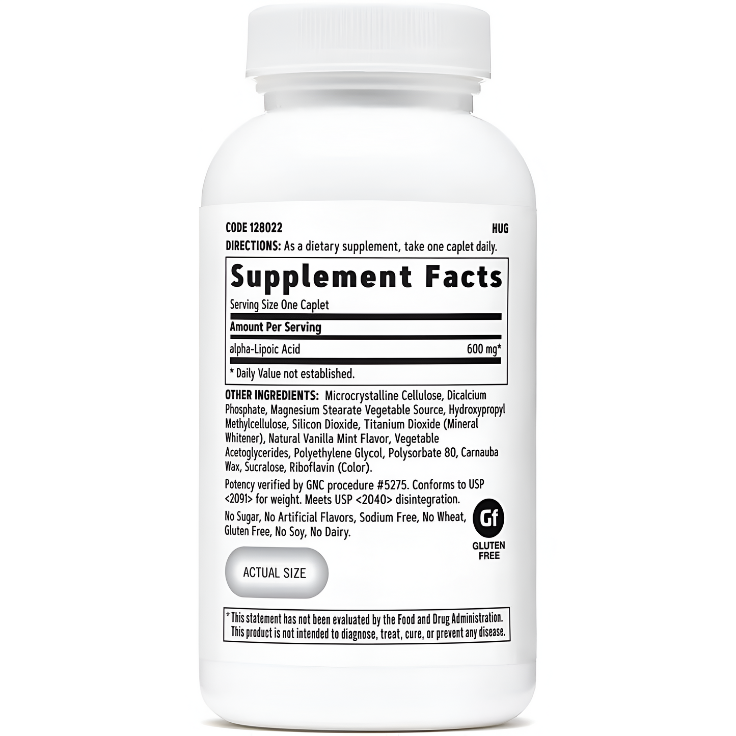 GNC  Acido  Alpha Lipoico 600 mg. 60 Tabletas.