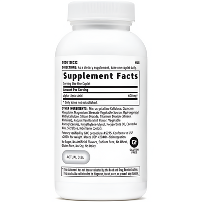 GNC  Acido  Alpha Lipoico 600 mg. 60 Tabletas.