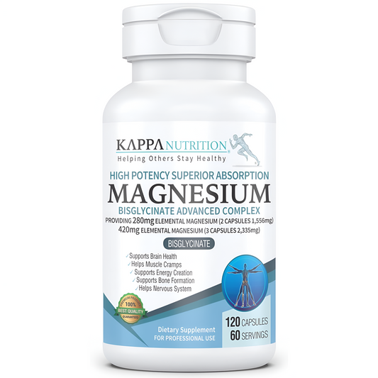 Kappa Nutrition Magnesium Bisglycinate Absorción superior - 120 cápsulas