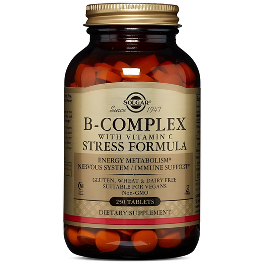 Solgar B-Complex con fórmula de estrés de vitamina C, 250 comprimidos