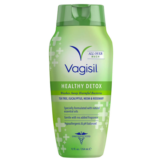 Vagisil DETOX SALUDABLE En todo el lavado corporal para mujeres, ginecólogo, probado, hipoalergénico y pH equilibrado, 354ml