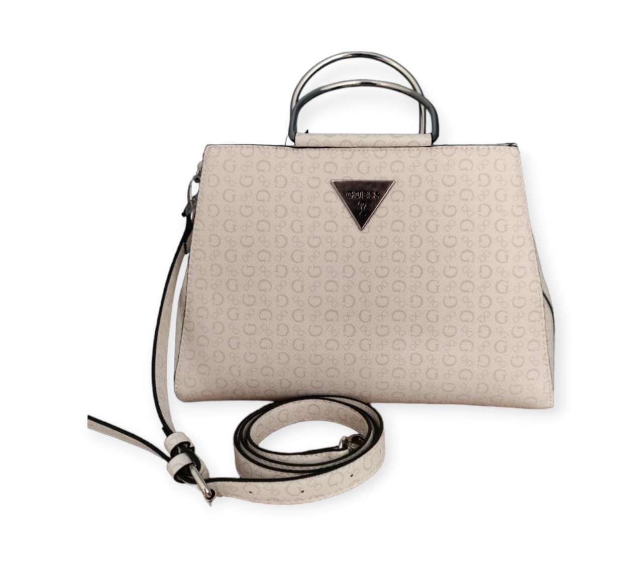 Cartera Guess para mujer color beige con asa de metal