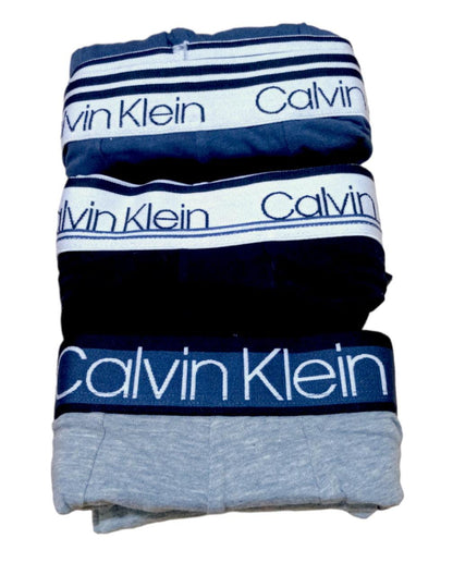 Calvin Klein - Calzoncillos tipo bóxer de algodón para hombre pack 3 und (azul- plomo - negro)