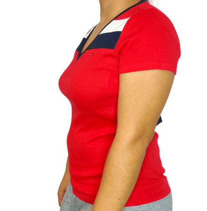 Camiseta Tommy Hilfiger rojo para mujer, manga corta